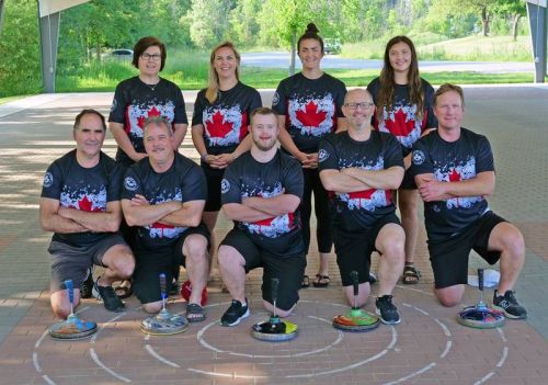 Representing Team Canada at 2023 America Cup: from left to right on the bottom: Kevin Bryan, Jamie Babcock, Tyler MacComish, Paul Blais, Karl Hammer Jr. top row from left to right: Tammy Lambert, Bianca Sinclair, Rebecca Smith, Sophia Antione. Missing: Chris Hammer and Ashley Snow.